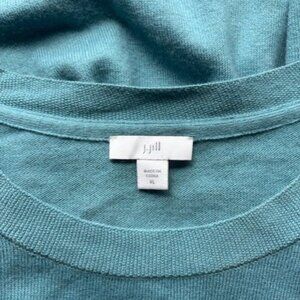 J Jill Sweater XL Long Sleeve Pullover Casual Lightweight Blue Green Minimalist